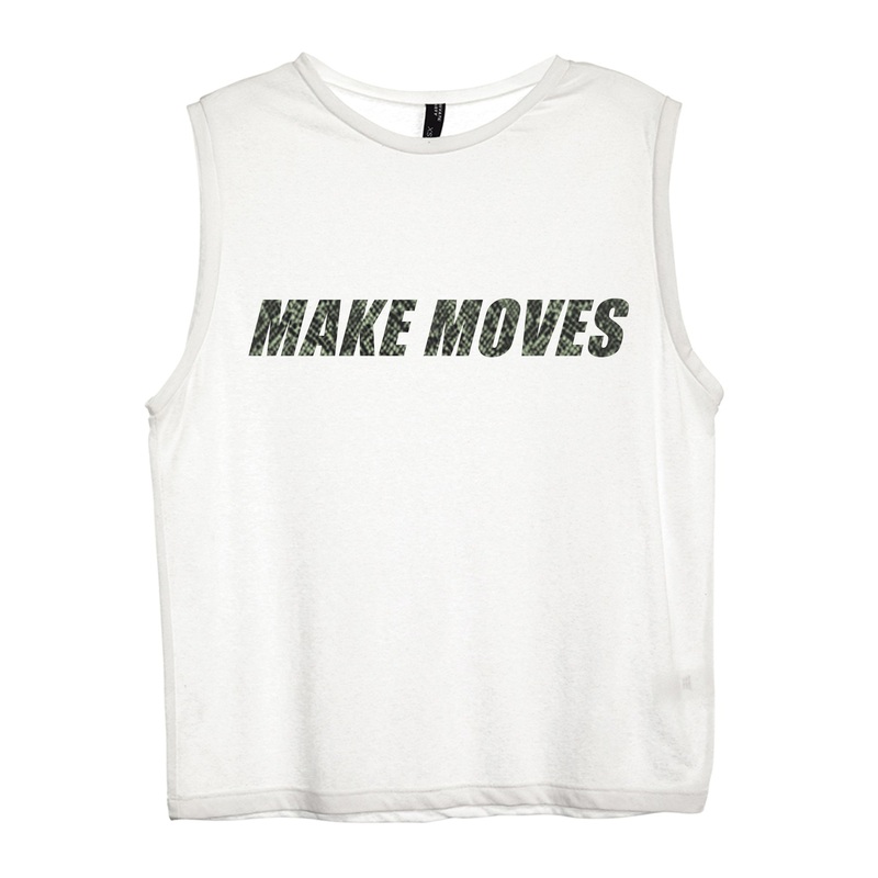 MAKE MOVES W/ SNAKESKIN TEXT [WOMEN'S MUSCLE TANK]