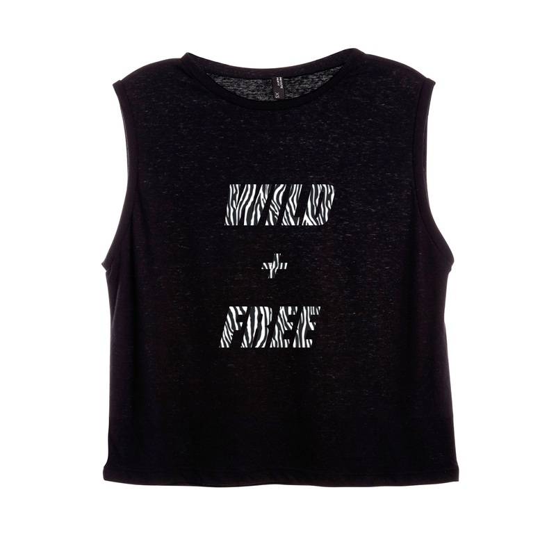 WILD + FREE W/ ZEBRA TEXT [WOMEN'S MUSCLE TANK]
