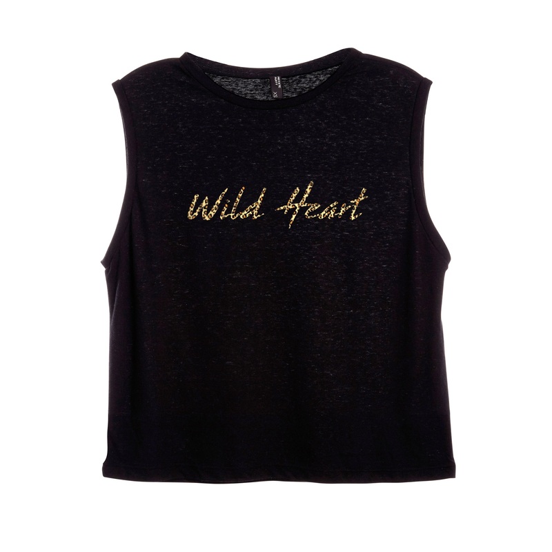 WILD HEART W/ CHEETAH TEXT TEXT [WOMEN'S MUSCLE TANK]