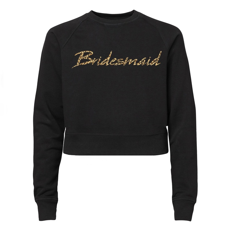 BRIDESMAID W/ SNAKESKIN TEXT [WOMEN'S RAGLAN CROP CREWNECK SWEATSHIRT]