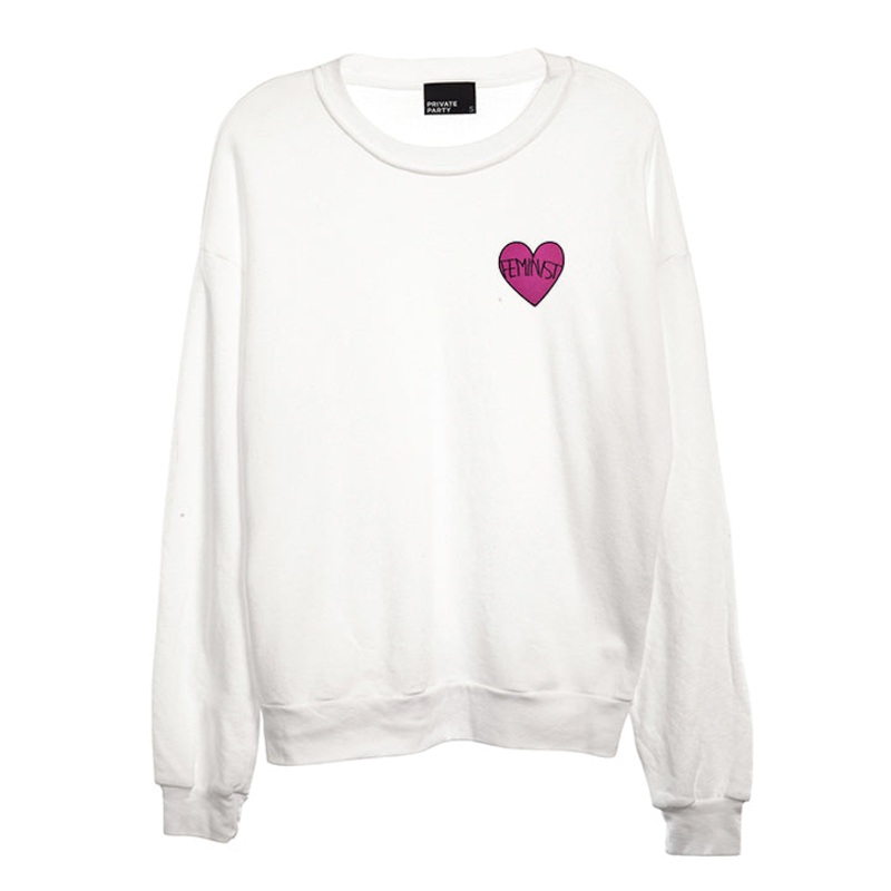 FEMINIST HEART PATCH [UNISEX CREWNECK SWEATSHIRT]