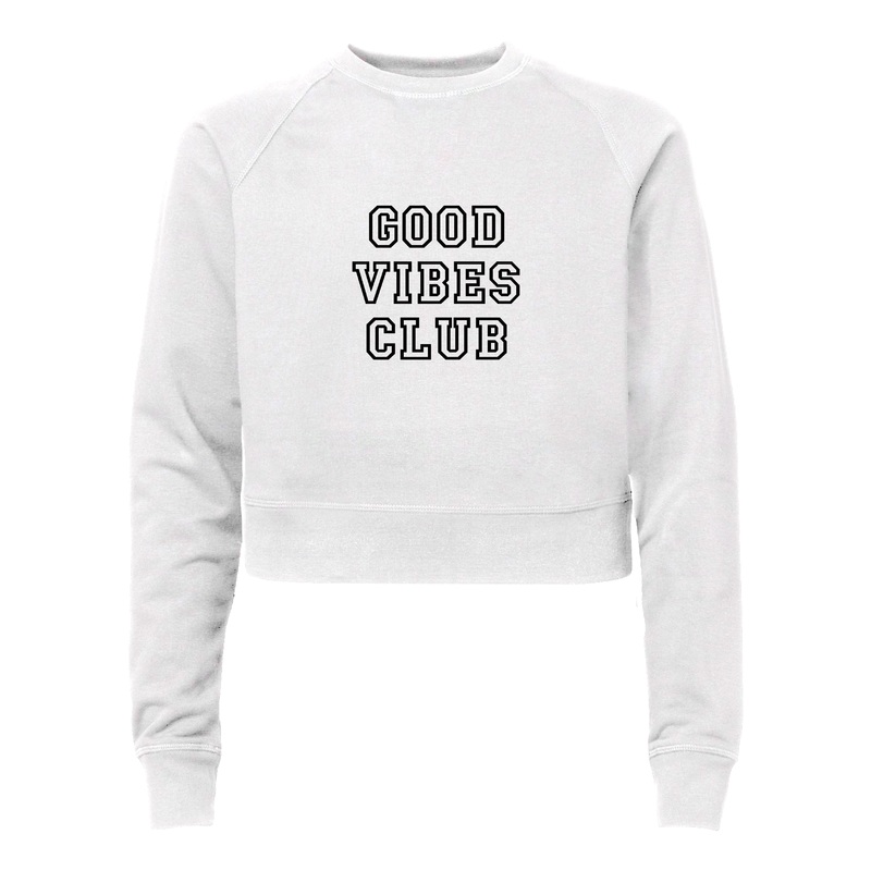 GOOD VIBES CLUB [WOMEN'S RAGLAN CROP CREWNECK SWEATSHIRT]