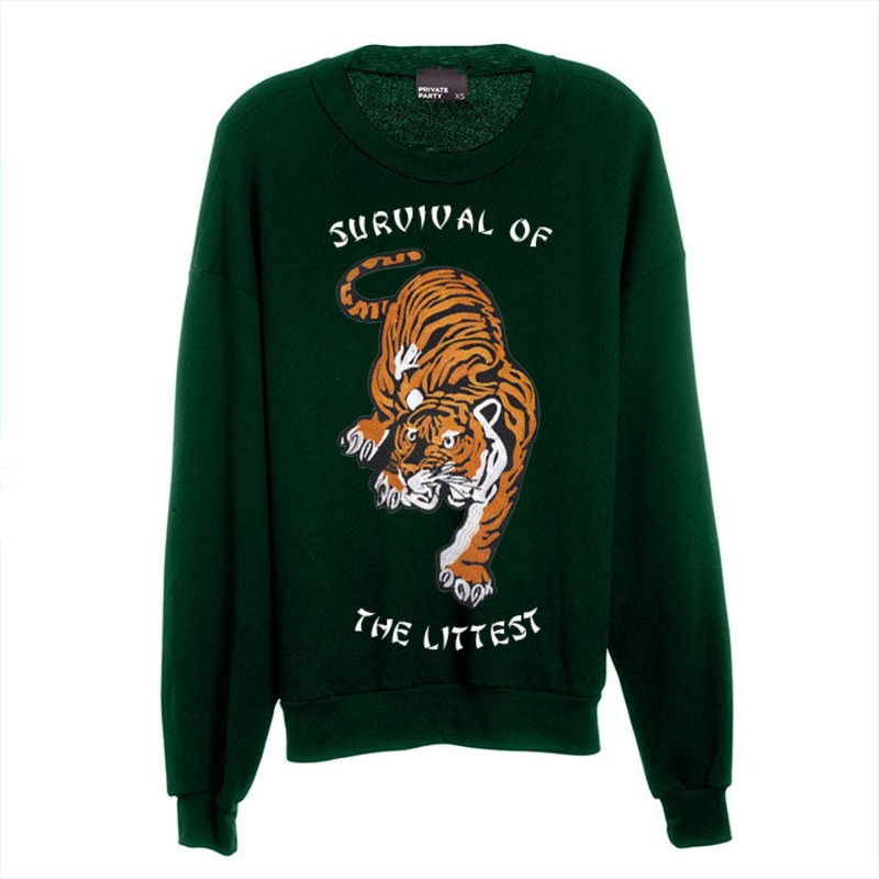 SURVIVAL OF THE LITTEST [UNISEX CREWNECK SWEATSHIRT W/ TIGER PATCH]