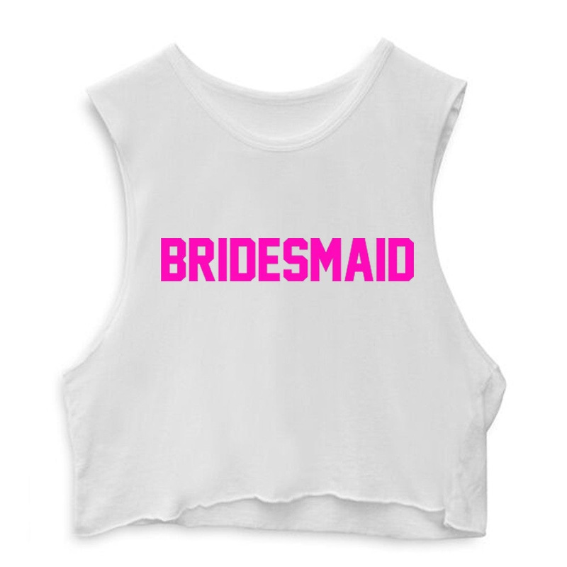 BRIDESMAID // PINK TEXT  [CROP MUSCLE TANK]
