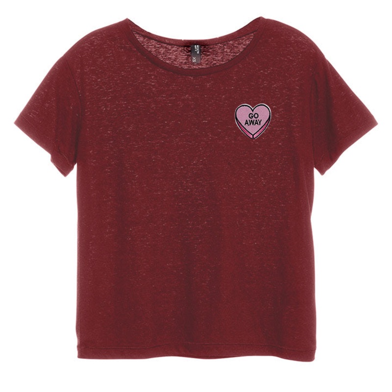 GO AWAY HEART PATCH [DISTRESSED WOMEN'S 'BABY TEE']