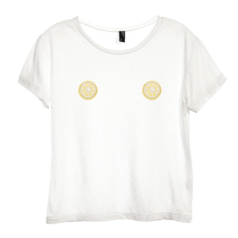 LEMON SLICE PATCHES  [DISTRESSED WOMEN'S 'BABY TEE']