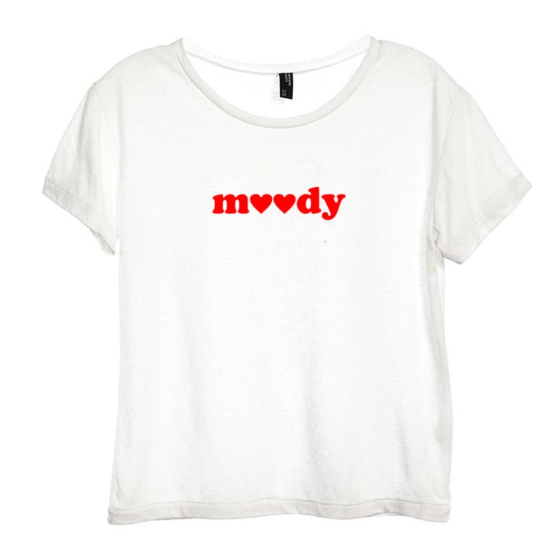 MOODY W/ HEARTS [DISTRESSED WOMEN'S 'BABY TEE']