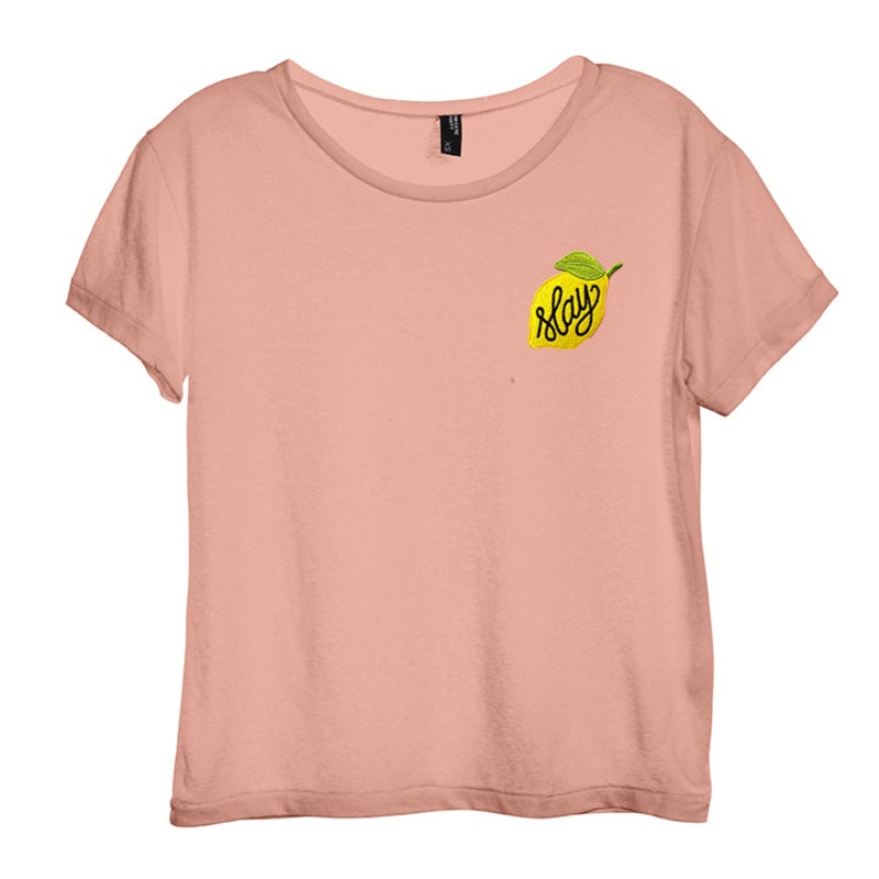 SLAY LEMON PATCH  [DISTRESSED WOMEN'S 'BABY TEE']