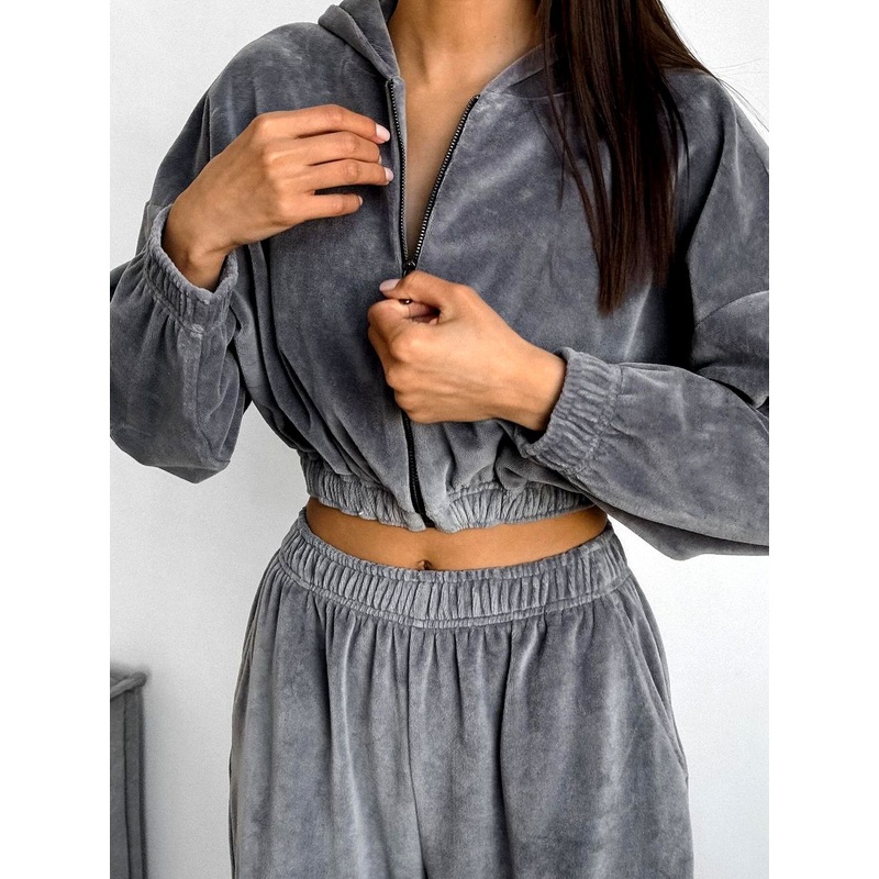 ZASUWA Female Coral Fleece Casual with Hat Tracksuit