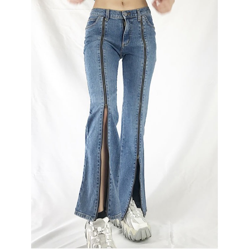 ZASUWA Female Cowboy Zipper Casual Loose Pants