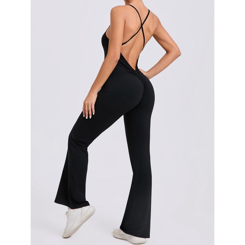 ZASUWA Female Cross Back Flare Booty Jumpsuit