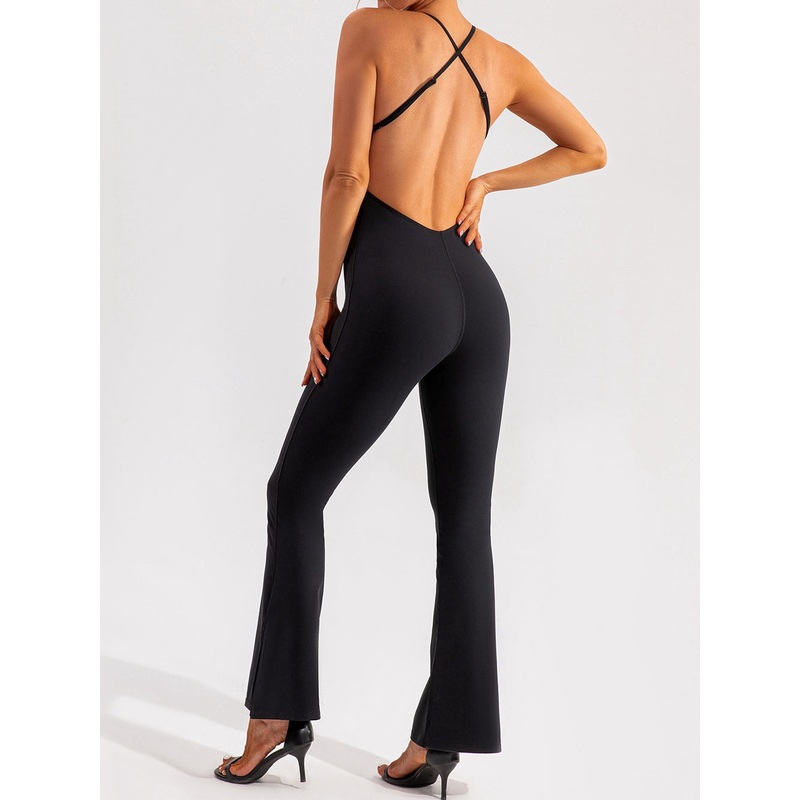 ZASUWA Female Cross Back Split Flare Booty Jumpsuit
