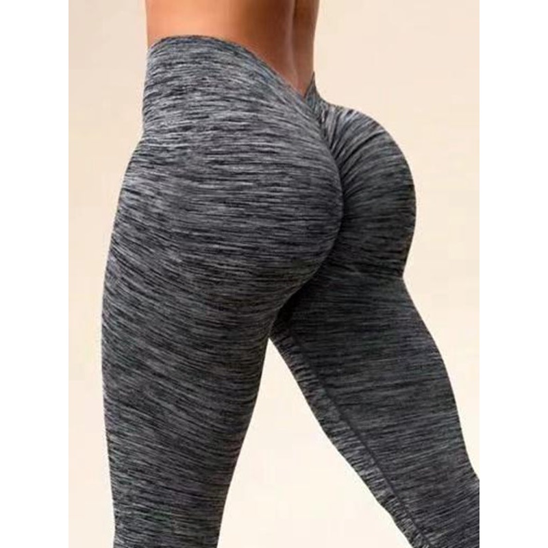 ZASUWA Female Deep V Back Scrunch Bum Seamless Leggings