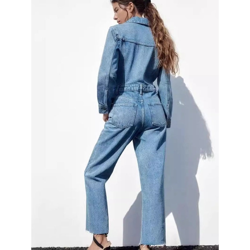 ZASUWA Female Denim Pocket Casual Jumpsuit