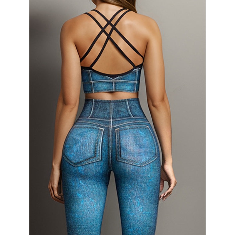 ZASUWA Female Denim Pocket Cross Back Tracksuit