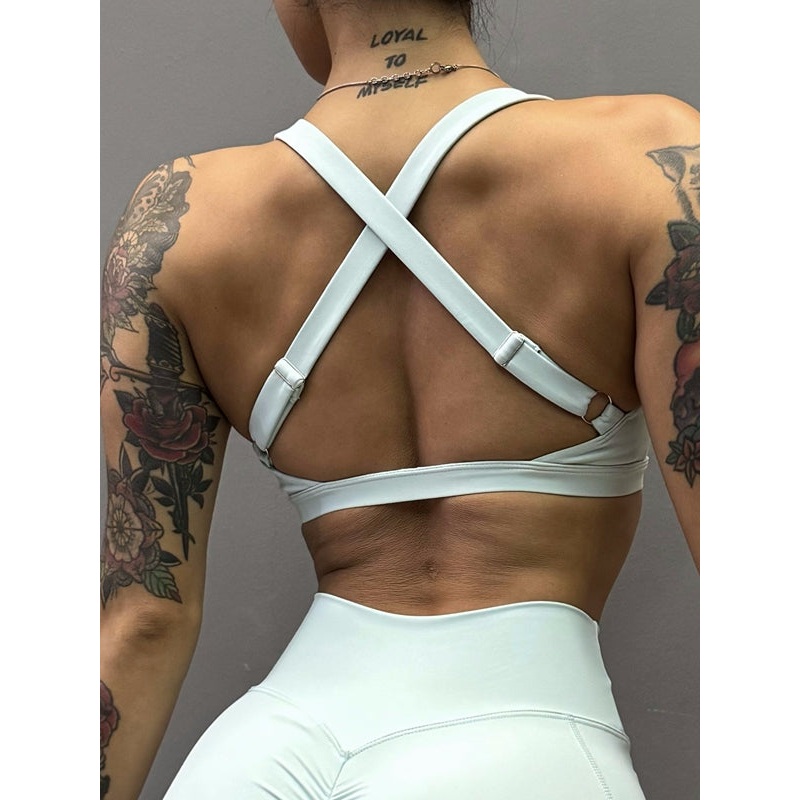 ZASUWA Female Folds Cutout Cross Back Sports Bras