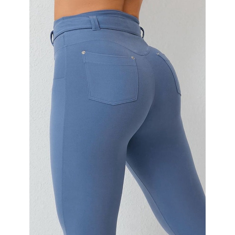 ZASUWA Female High-waisted Adjustable Strap Solid Color Elastic Tight Basic Yoga Leggings