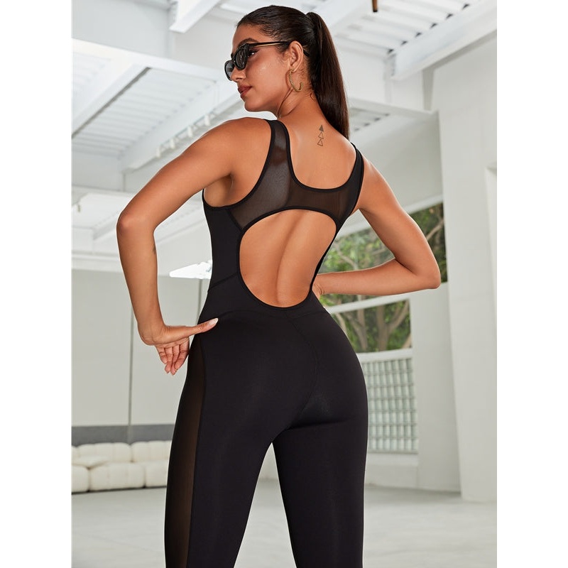 ZASUWA Female Hollow Out Mesh Jumpsuit