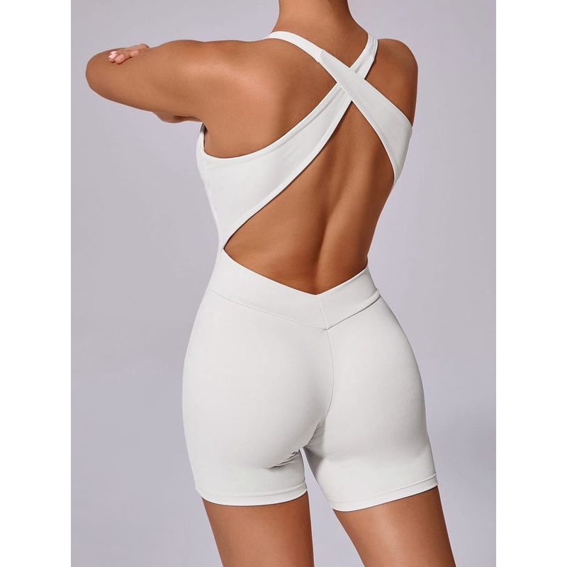 ZASUWA Female Lace-up Cross Back Romper