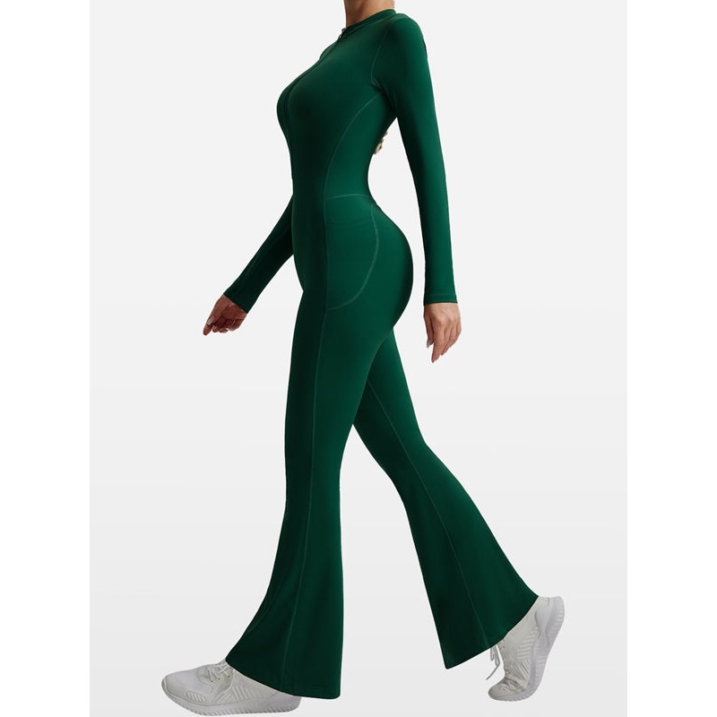 ZASUWA Female Pocket Zipper Flare Jumpsuit