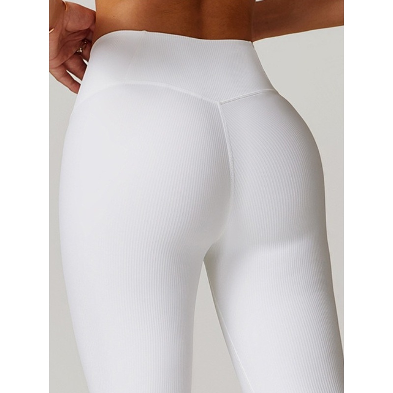 ZASUWA Female Ribbed High-waisted Hip-lift Quick Dry Elastic Tight Leggings