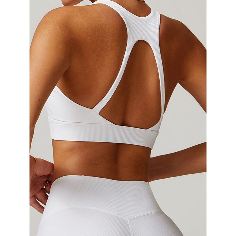ZASUWA Female Solid Color Hollow Out U Collar Quick Dry Sports Bras