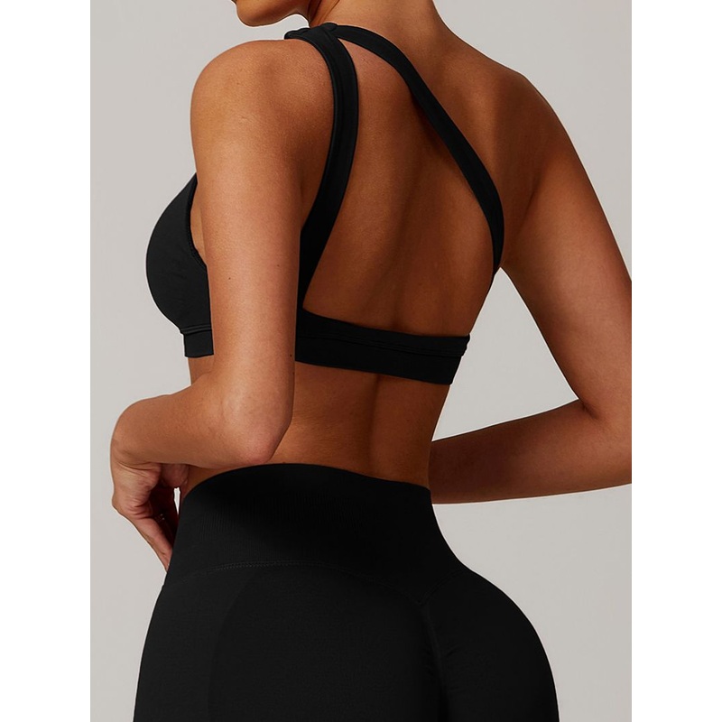 ZASUWA Female Solid Color Tailoring Hollow Out Backless Sports Bras