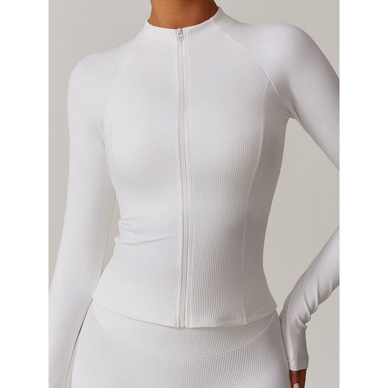 ZASUWA Female Zipper Stand Collar Ribbed Jackets