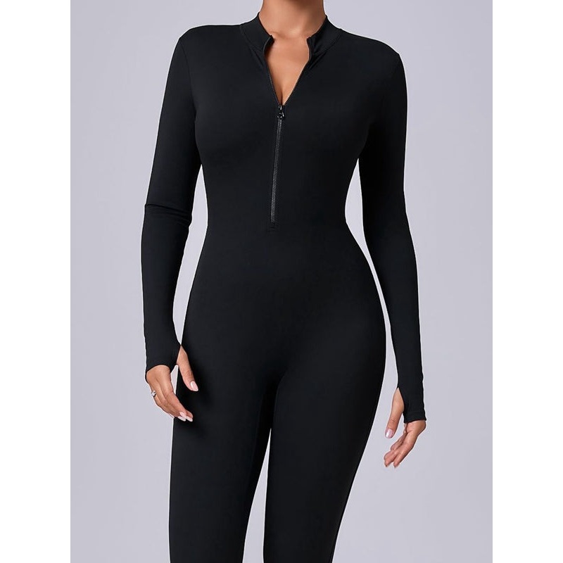 ZASUWA Female Zipper Thumbhole Hip-lift Jumpsuit