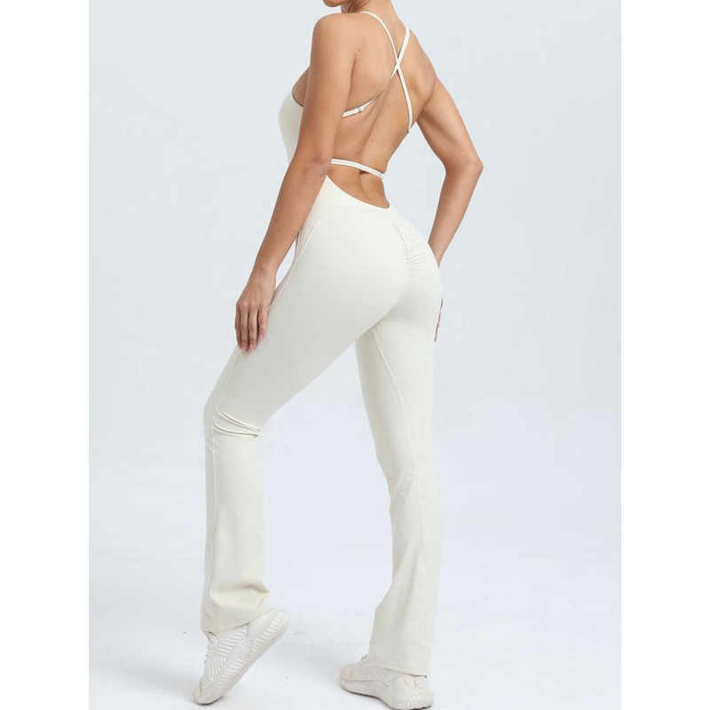 ZASUWA Female Cross Back Flare Scrunch Bum Jumpsuit