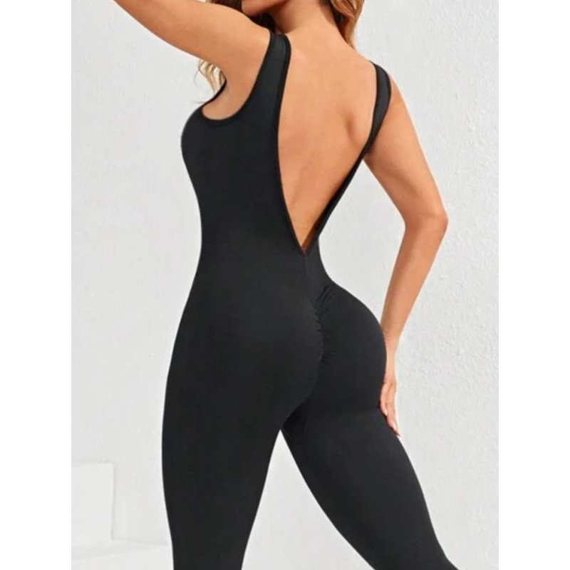 ZASUWA Female Deep V Back Backless Scrunch Bum Jumpsuit