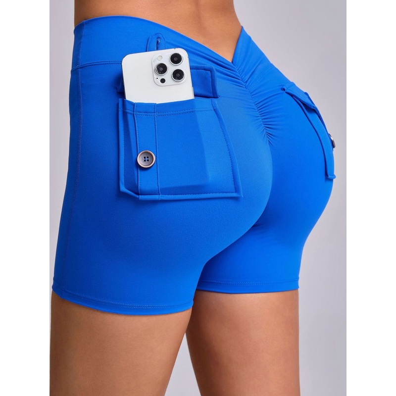 ZASUWA Female Deep V Back Pocket Scrunch Bum Booty Shorts