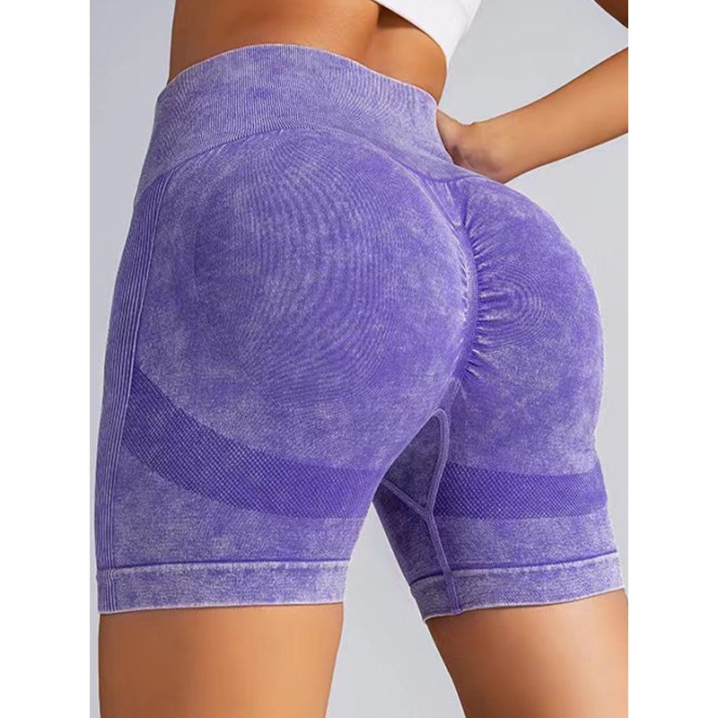 ZASUWA Female Faux Denim Scrunch Bum Hip-lift Spandex Gym Booty Shorts