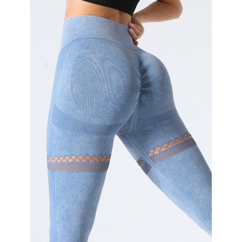 ZASUWA Female Fishnet Denim Scrunch Bum Hip-lift Leggings