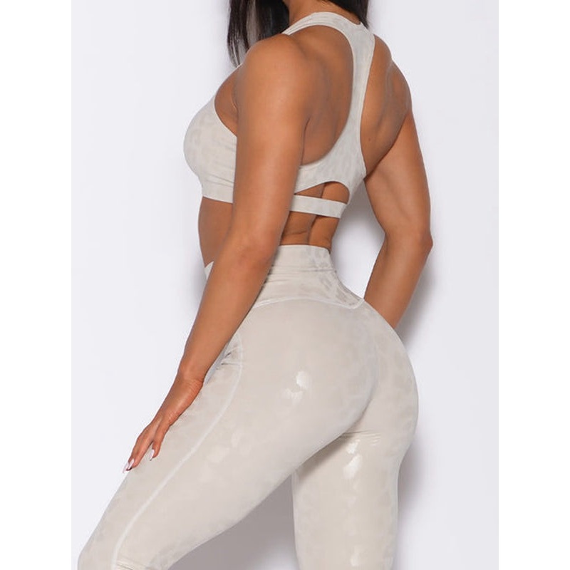ZASUWA Female Glossy Leopard Print PU Faux Leather Tracksuit