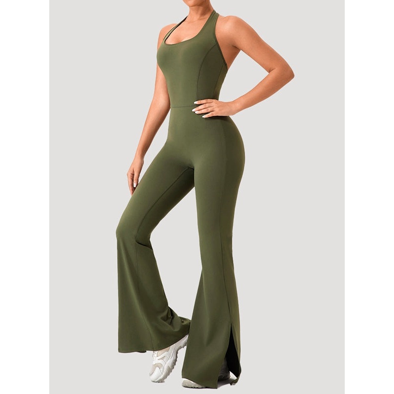 ZASUWA Female Halter Flare Split Jumpsuit