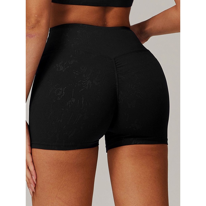 ZASUWA Female High-rise Hot Stamping Print Quick Dry Scrunch Bum Booty Shorts