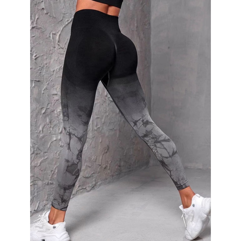ZASUWA Female Hot Tie-dye Ombre Scrunch Bum Leggings