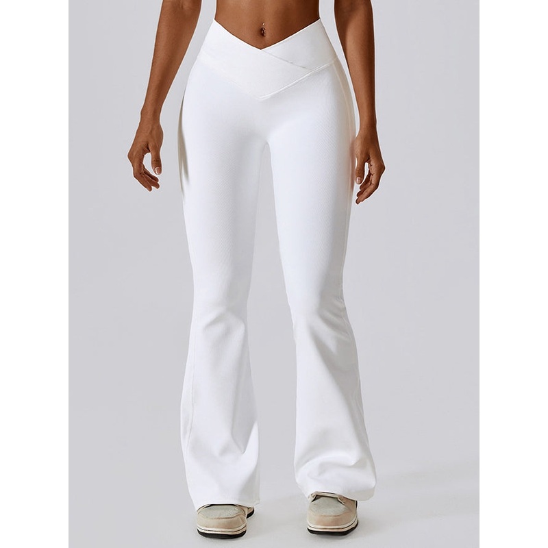 ZASUWA Female Ribbed V-shape Waist Flare Pants
