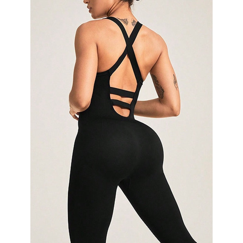 ZASUWA Female Round Collar Beautify Back Jumpsuit