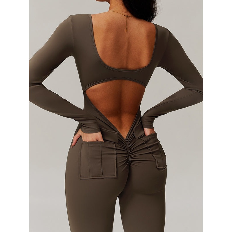 ZASUWA Female Sexy Cutout Pocket Booty Cargo Jumpsuit