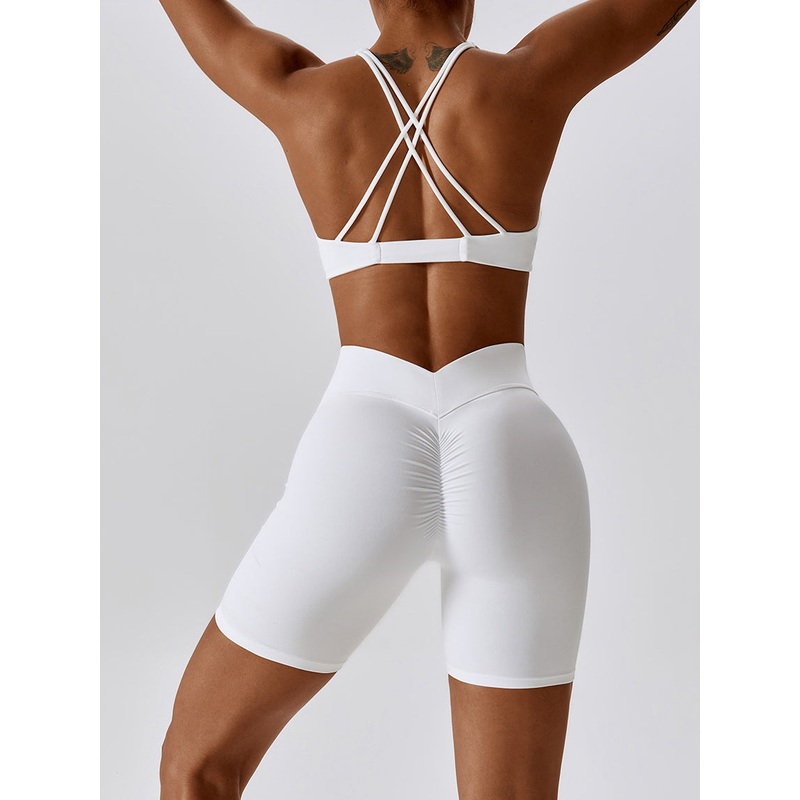 ZASUWA Female Twist Cross Back V-shape Waist Scrunch Bum Short Tracksuits