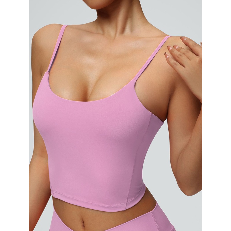 ZASUWA Female U Collar Backless Adjustable Strap Solid Color Sports Bras