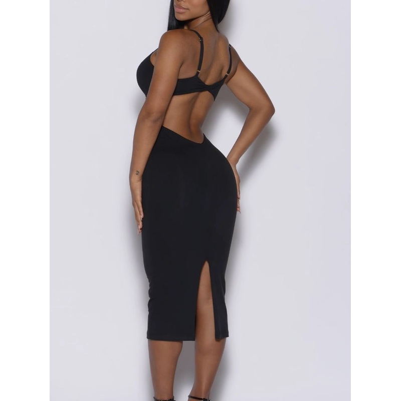 ZASUWA Female V Meatal Cutout Backless Split Dress