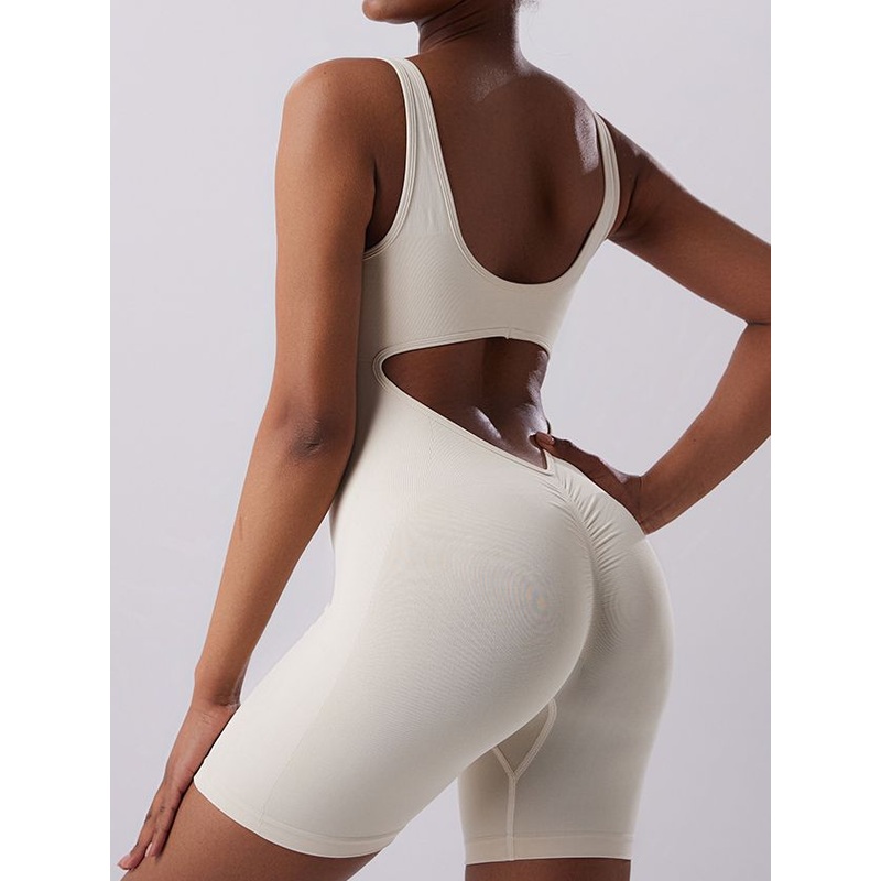ZASUWA Female V-shaped Waist Scrunch Bum Hollow Out Romper