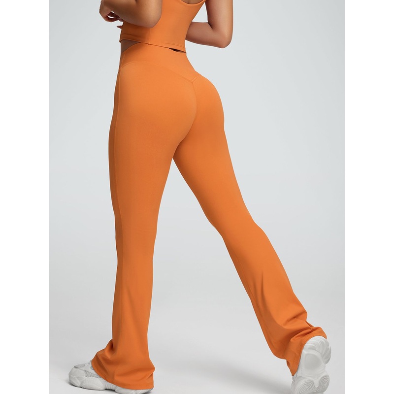 ZASUWA Female V-shaped Waist Solid Color Flare Leggings
