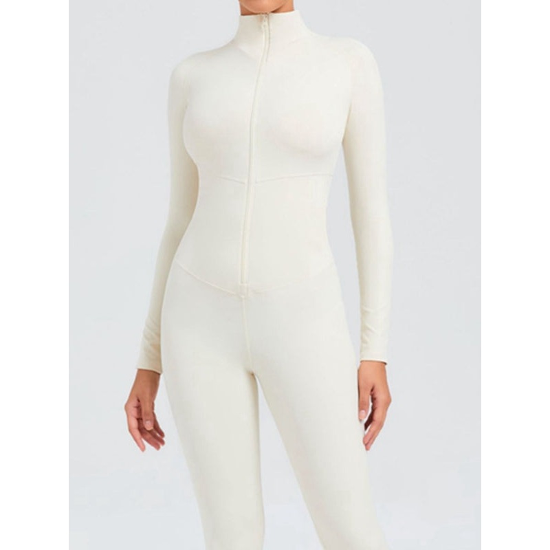 ZASUWA Female Zipper Stand Collar Long-Sleeved Jumpsuit