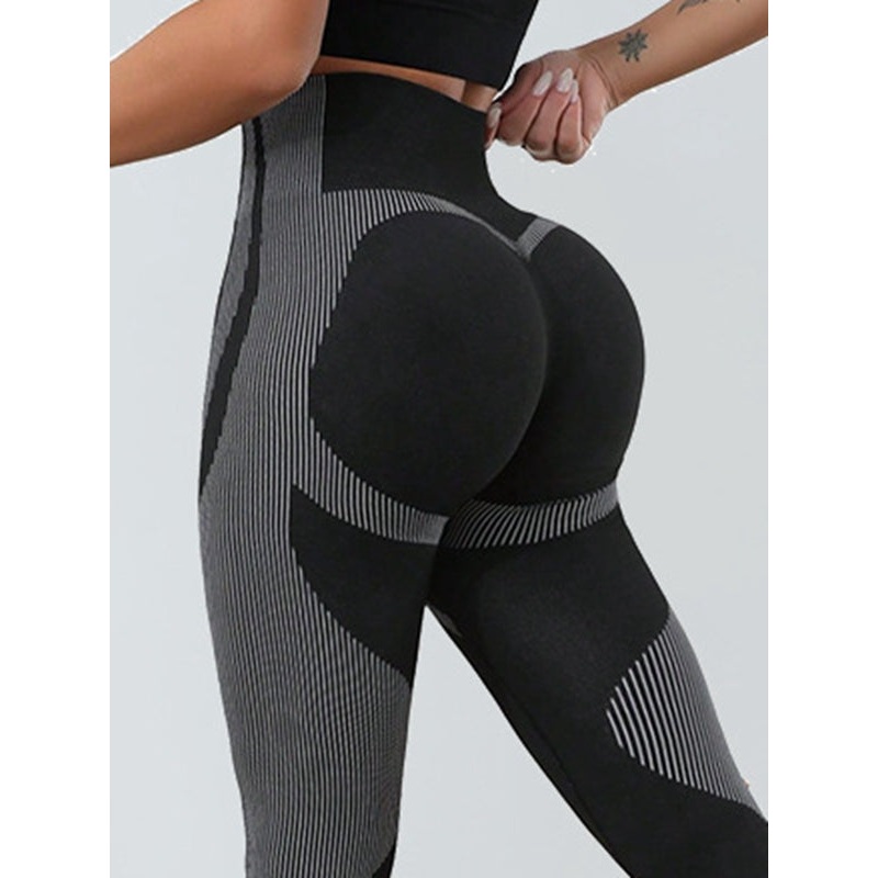 ZASUWA Female Contrast Color Scrunch Bum Seamless Quick-dry Leggings