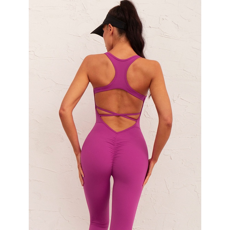 ZASUWA Female Cross Back Scrunch Bum High-elastic Jumpsuit