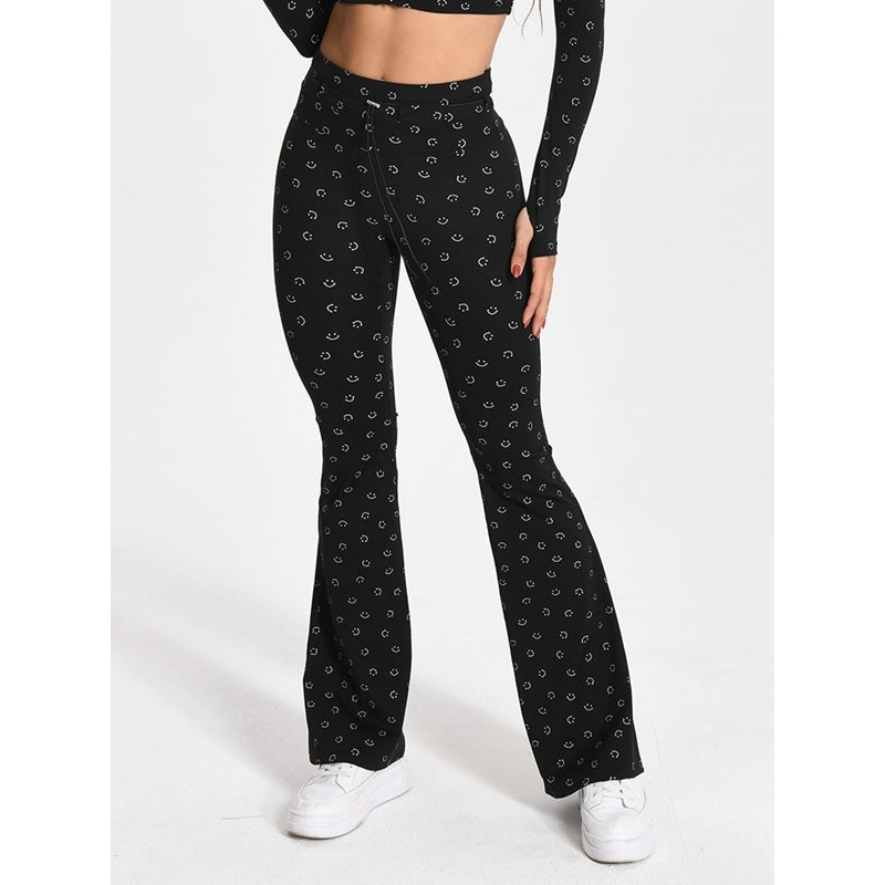 ZASUWA Female Cute Print Flare Elastic Tight Leggings